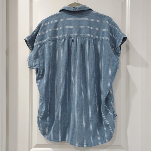 MADEWELL Central Shirt in Caspian Stripe, Blue, 100% Cotton, Oversized, S - Picture 7 of 14